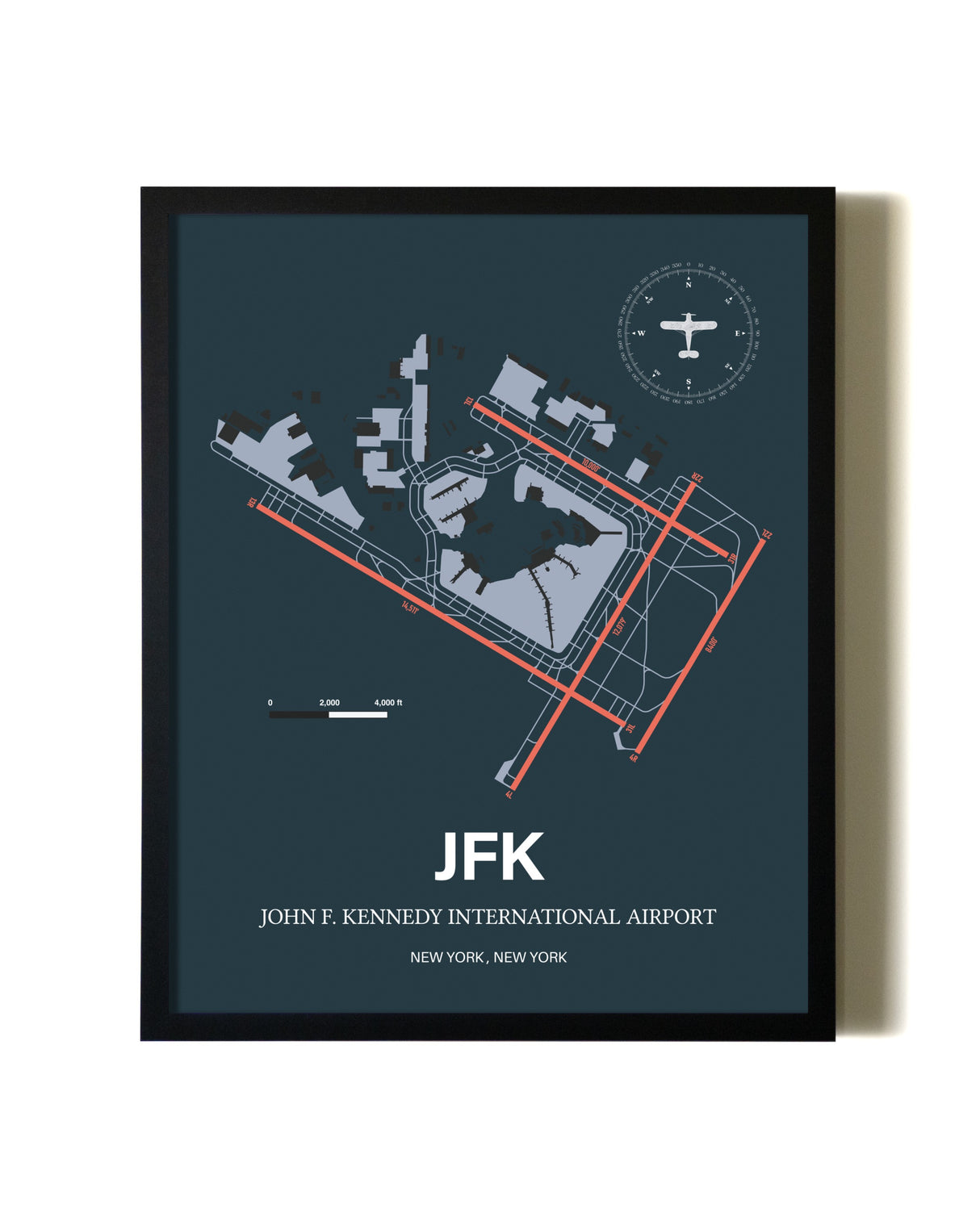 Slate Framed John F. Kennedy International Airport wall art poster in black frame