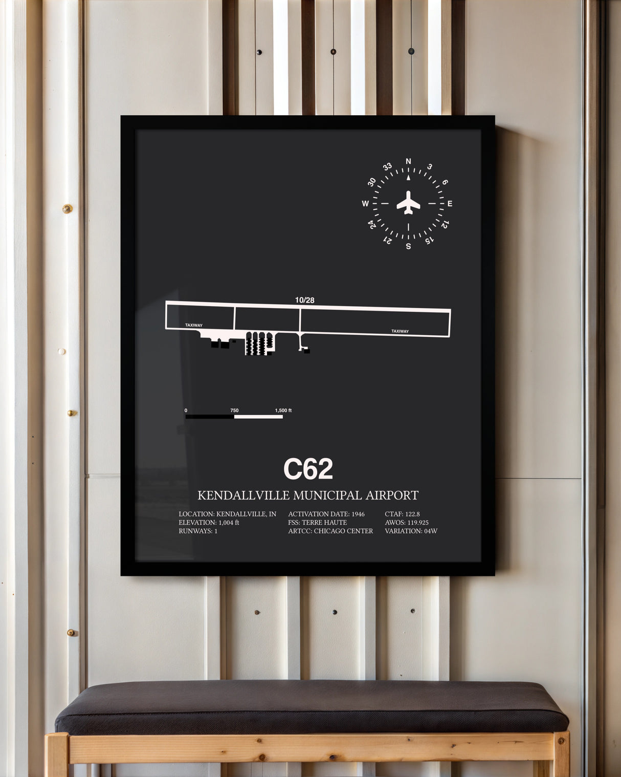 Frame color options for Kendallville Municipal Airport Wall Art