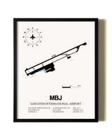 Framed Sangster International Airport wall art poster in black frame