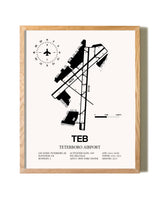 Teterboro Airport framed print in natural wood frame