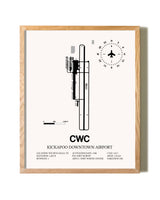 Kickapoo Downtown Airport framed print in natural wood frame