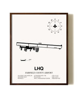 Fairfield County Airport aviation print in walnut frame
