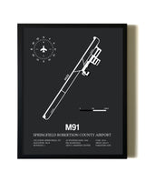 Unframed Springfield Robertson County Airport map print poster