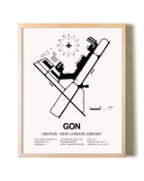 Groton-New London Airport framed wall art in white frame