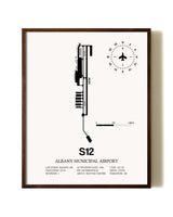 Albany Municipal Airport aviation print in walnut frame