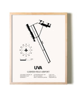 Garner Field Airport framed wall art in white frame
