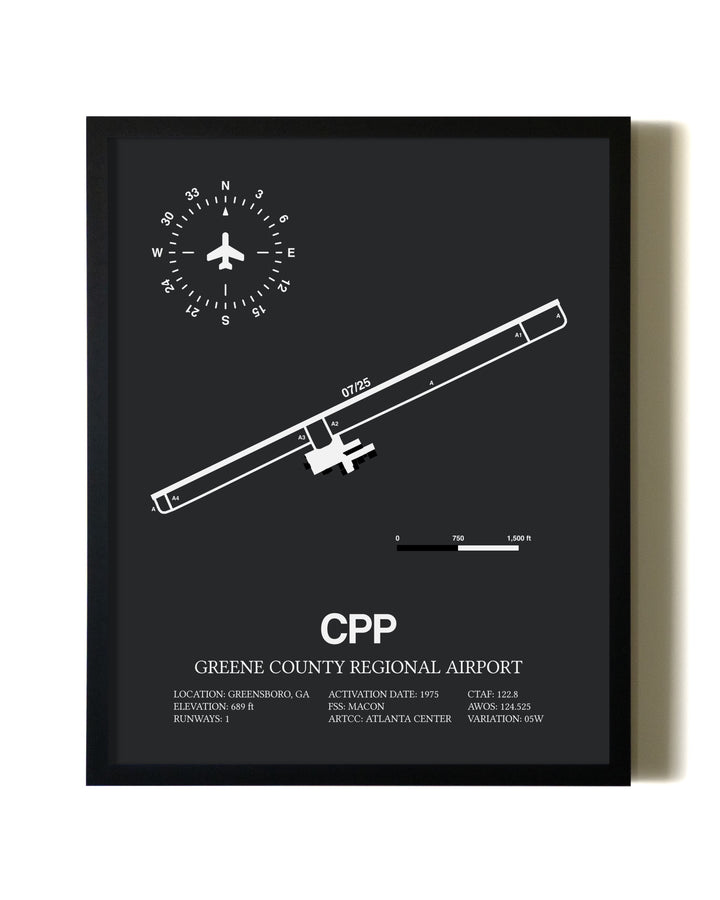 Unframed Greene County Regional Airport map print poster
