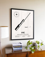 Aeropuerto La Vanguardia aviation wall décor in black wood frame