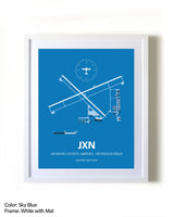 Jackson County Airport/Reynolds Field framed wall art in white frame with mat