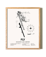 Meadow Lake Airport framed print in natural wood frame
