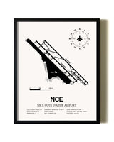 Framed Nice Cote D'Azur Airport wall art poster in black frame