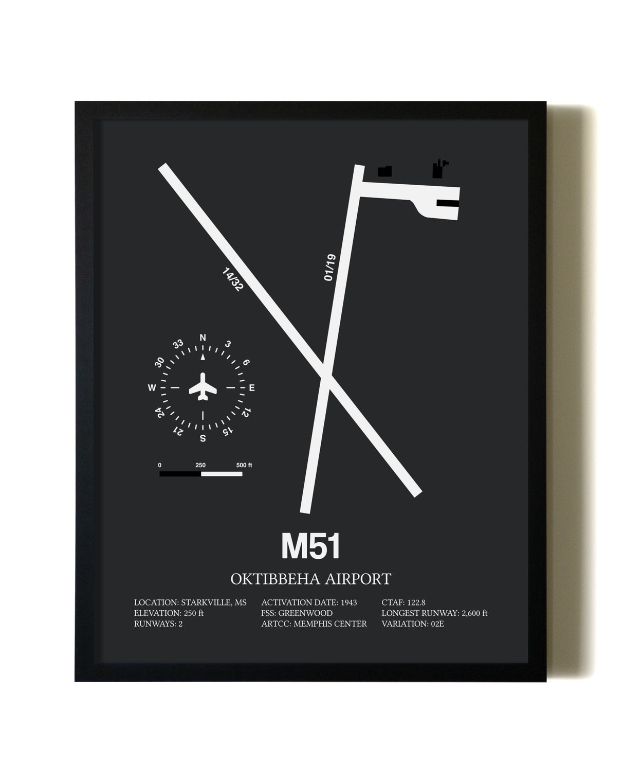 Unframed Oktibbeha Airport map print poster