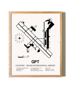 Gulfport-Biloxi International Airport framed print in natural wood frame