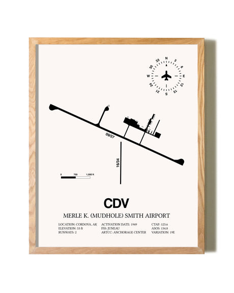 Merle K. (Mudhole) Smith Airport framed print in natural wood frame