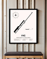 Aeropuerto La Vanguardia framed poster displayed in an airplane hangar