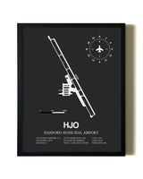 Unframed Hanford Municipal Airport map print poster
