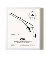 Winona Municipal Airport / Max Conrad Field airport map poster in oak frame