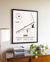 Northeast Alabama Regional Airport aviation wall décor in black wood frame