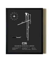 Unframed Reedsburg Municipal Airport map print poster