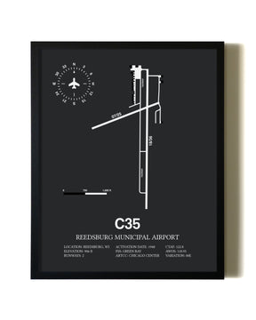 Unframed Reedsburg Municipal Airport map print poster