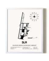 Sulphur Springs Municipal Airport airport map poster in oak frame