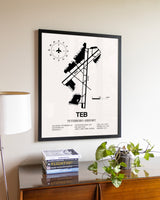 Teterboro Airport aviation wall décor in black wood frame