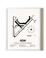 Roswell Air Center Airport airport map poster in oak frame
