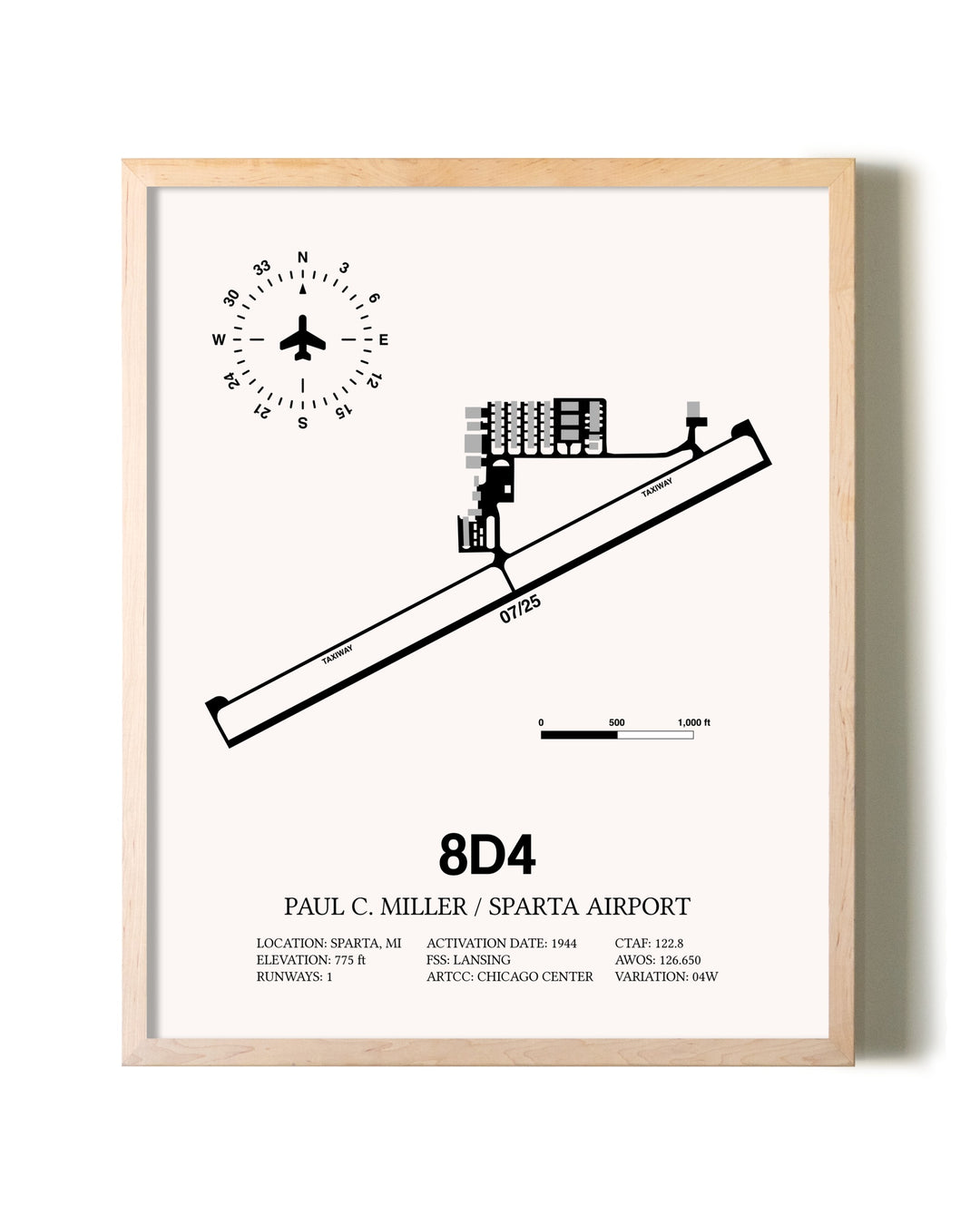 Paul C Miller/Sparta Airport framed wall art in white frame
