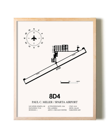 Paul C Miller/Sparta Airport framed wall art in white frame