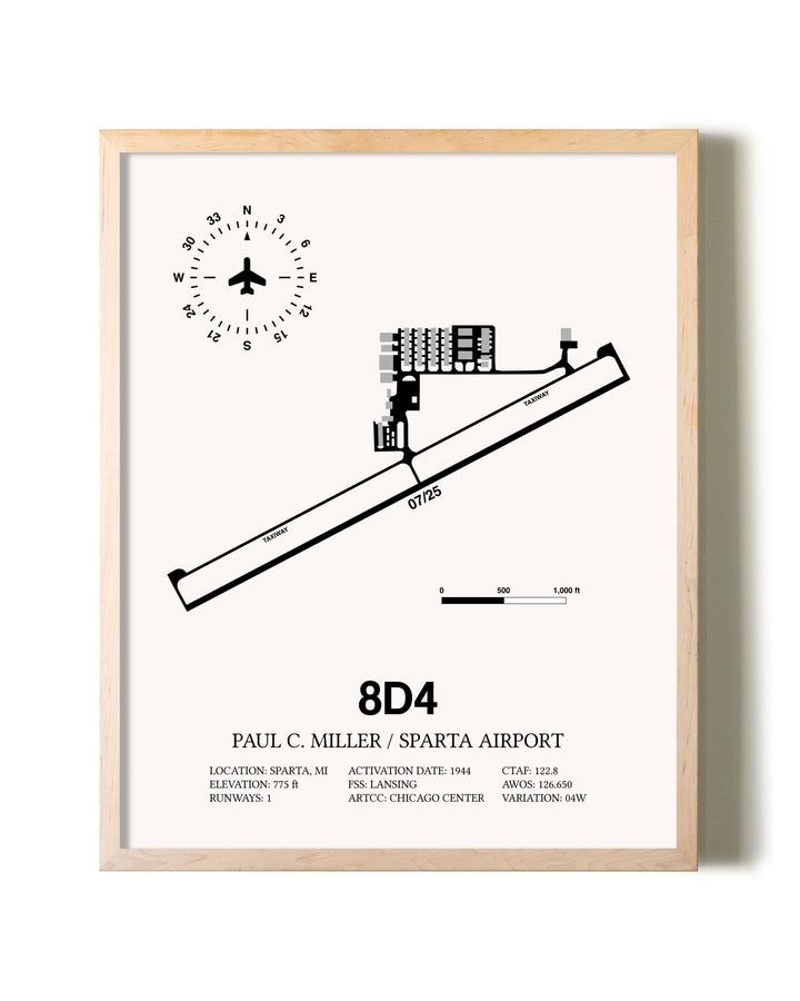 Paul C Miller/Sparta Airport framed wall art in white frame