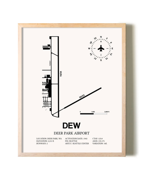 Deer Park Airport framed wall art in white frame