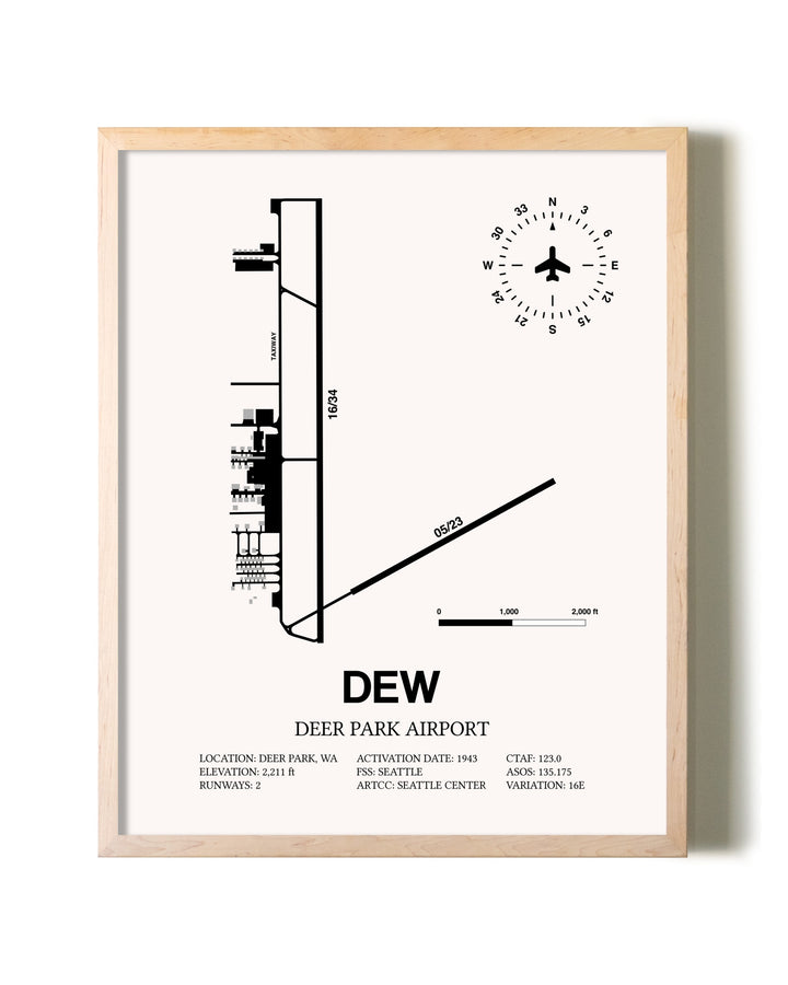 Deer Park Airport framed wall art in white frame