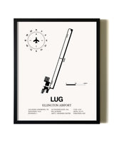 Framed Ellington Airport wall art poster in black frame