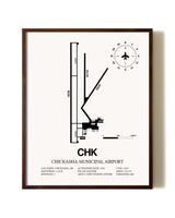 Chickasha Municipal Airport aviation print in walnut frame