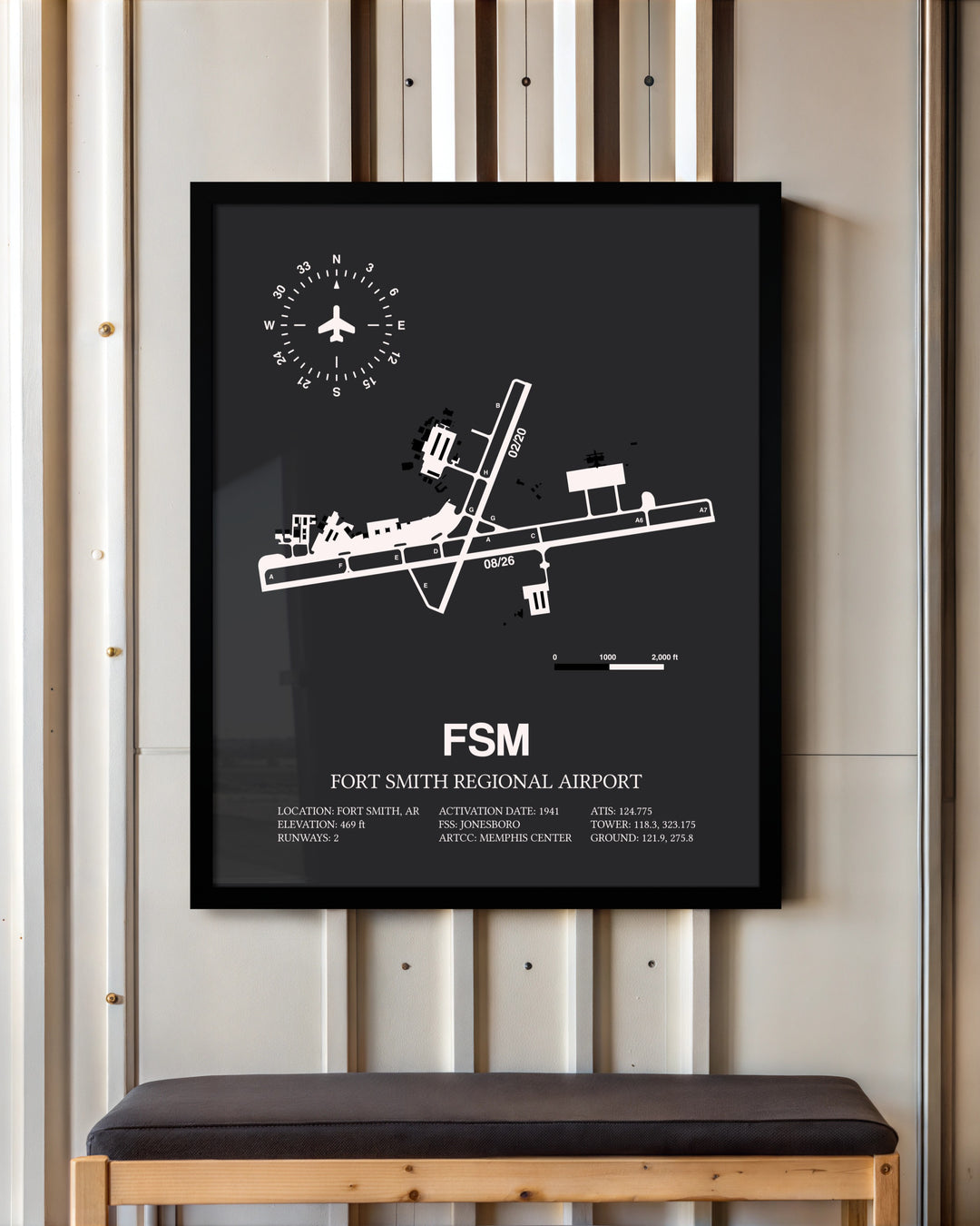 Frame color options for Fort Smith Regional Airport Wall Art