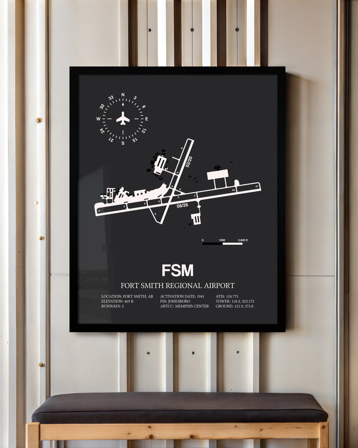 Frame color options for Fort Smith Regional Airport Wall Art