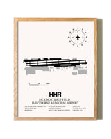 Jack Northrop Field / Hawthorne Municipal Airport framed print in natural wood frame