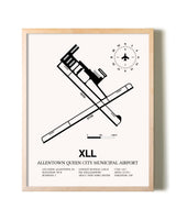 Allentown Queen City Municipal Airport framed wall art in white frame