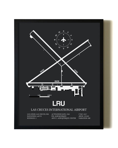 Unframed Las Cruces International Airport map print poster