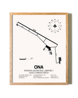 Winona Municipal Airport / Max Conrad Field framed print in natural wood frame