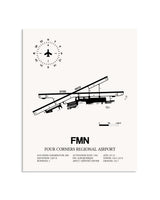 Gray Four Corners Regional Airport framed poster displayed in an airplane hangar