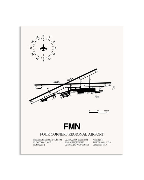Gray Four Corners Regional Airport framed poster displayed in an airplane hangar