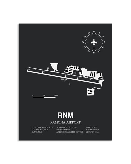 Gray Framed Ramona Airport layout wall art poster