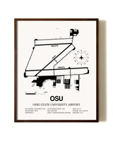Ohio State University Airport aviation print in walnut frame