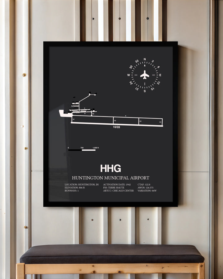 Frame color options for Huntington Municipal Airport Wall Art