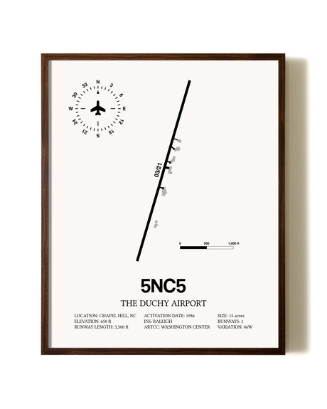 The Duchy Airport aviation print in walnut frame