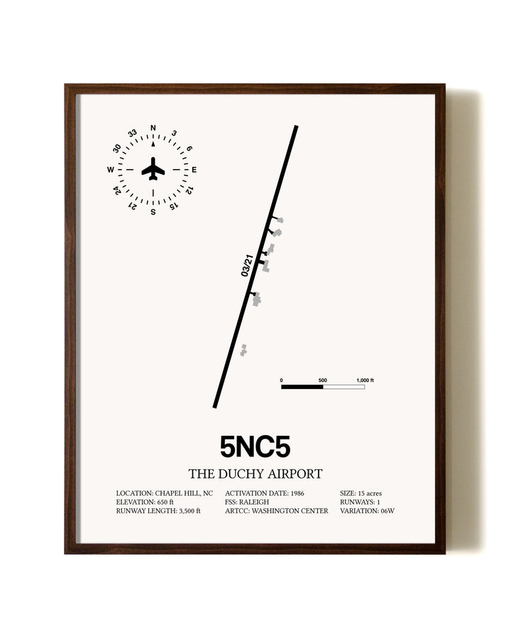 The Duchy Airport aviation print in walnut frame