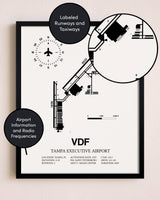 Framed Tampa Executive Airport layout wall art poster