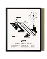 Framed North Las Vegas Airport wall art poster in black frame
