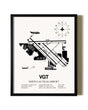 Framed North Las Vegas Airport wall art poster in black frame
